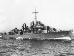 Cotten, circa Jul 1943 off New York City, when she was first completed; note the photo had been retouched by war-time censors to remove radar antennas and Mark 37 gun director, photo 2 of 2
