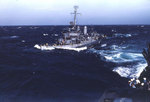 Destroyer Cotten steaming at sea, circa 1945, photo 4 of 7; men of APA Sanborn in foreground