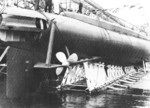 Submarine Escolar under construction at William Cramp and Sons, Philadelphia, Pennsylvania, United States, Apr 1943