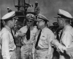 Vice Admiral Charles Lockwood aboard USS Flying Fish, Pearl Harbor, US Territory of Hawaii, 4 Jul 1945