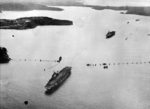 HMS Formidable and HMS Implacable entering Sydney harbor, Australia, 24 Aug 1945
