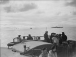 British Royal Navy Home Fleet warships in Norwegian waters, date unknown; ships in background included HMS Duke of York, HMS Formidable, and HMS Indefatigable