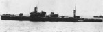 Furutaka with her rails manned, probably during the naval review off Yokohama, Japan, 25 Aug 1933; stripes on smokestake noted her membership in the 6th Sentai (Squadron)