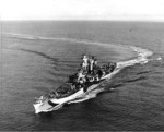 USS Guam turning, circa 1944