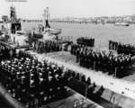 Recommissioning ceremony of Guitarro, Hammerhead, and Hardhead at Mare Island Naval Shipyard, California, United States, 6 Feb 1952