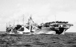 USS Hancock being refueled, Pacific Ocean, 25 Oct 1944