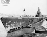 Bow view of USS Harder, Mare Island Navy Yard, Vallejo, California, United States, 7 Feb 1944