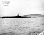 Port side view of USS Harder, Mare Island Navy Yard, Vallejo, California, United States, 19 Feb 1944