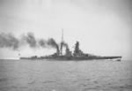 Battleship Haruna undergoing post-conversion trials, 25 May 1928