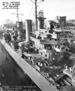 USS Helena at Mare Island Navy Yard, Vallejo, California, United States, 27 Jun 1942
