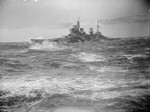 HMS Howe underway in the Atlantic Ocean, 1942-1943; photo taken from HMS King George V
