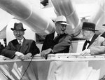 Secretary of the Navy Claude A. Swanson, President Franklin Roosevelt, and Ambassador Josephus Daniels aboard Indianapolis, 31 May 1934