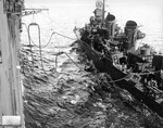 USS Intrepid refueling a Fletcher-class destroyer, date and location unknown