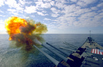 USS Iowa firing her 1,000th shell, 14 Dec 1986