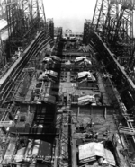 Battleship Iowa under construction, New York Navy Yard, New York, United States, 27 Jun 1941