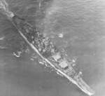 Aerial view of USS Iowa underway, 10 Jun 1944