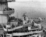 Close-up of the conning tower of USS Iowa, Boston Naval Shipyard, Massachusetts, United States, Nov 1943