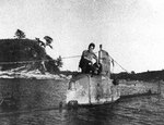 A Kairyu-class submarine partially submerged, circa Oct-Dec 1945; copied from the US Naval Technical Mission to Japan Report S-01-7, Jan 1946, pg 129, fig 144