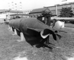 Kaiten Type 2 or Type 4 submarine on display at the Washington Navy Yard, DC, United States, 1974