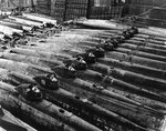 Koryu-class submarines, along with at least three other classes, at Kure Naval Arsenal, Japan, 19 Oct 1945, photo 2 of 2