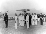 Ceremonies aboard French carrier La Fayette at Toulon, France, 11 Sep 1951, photo 1 of 2