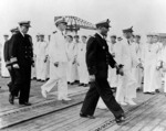 Ceremonies aboard French carrier La Fayette at Toulon, France, 11 Sep 1951, photo 2 of 2