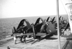 TBW-3W Avenger and F4U-7 Corsair aircraft aboard French carrier La Fayette, 1962, photo 1 of 2