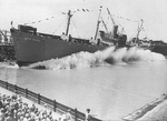 Launching of Liberty Ship SS John Stagg at the facilities of Delta Shipbuilding Company, New Orleans, Louisiana, United States, 7 Jul 1943