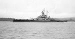 US battleship Massachusetts leaving Puget Sound Navy Yard, Washington, United States following a wartime refit, 11 Jul 1944, photo 1 of 3