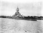 US battleship Massachusetts leaving Puget Sound Navy Yard, Washington, United States following a wartime refit, 11 Jul 1944, photo 2 of 3