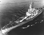 Battleship Massachusetts underway at 6 knots in Puget Sound, Washington, United States after her final overhaul, 22 Jan 1946