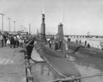 Submarines Pomodon and Menhaden at Mare Island Naval Shipyard, California, United States, 18 Sep 1954