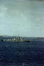 USS Miami, probably at Ulithi, Caroline Islands, Mar 1945; photo taken from USS West Virginia