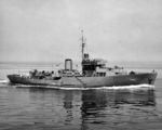 Corvette USS Intensity, formerly the Canadian-built HMS Milfoil, underway, circa mid-1943