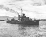 Mugford at Pearl Harbor while being prepared for use as a target for the Operation Crossroads atomic bomb tests, 14 May 1946, photo 1 of 2