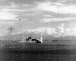 Musashi hit by a bomb from US Navy carrier aircraft, Battle of Sibuyan Sea, 24 Oct 1944