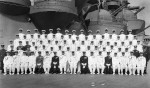 Emperor Showa (Hirohito; front center) with Japanese Navy officers aboard Musashi, off Yokosuka, Japan, 24 Jun 1943; Musashi was carrying the remains of Isoroku Yamamoto