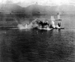 Musashi and a destroyer under attack, Battle of the Sibuyan Sea, 24 Oct 1944, photo 1 of 2