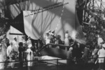 Christening of North Carolina, New York Navy Yard, Brooklyn, New York, United States, 13 Jun 1940; note Isabel Young Hoey breaking champagne bottle