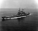 USS North Carolina off New York, New York, United States, 3 Jun 1946, photo 1 of 3; photograph taken by an aircraft from Naval Air Station, New York