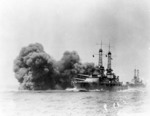 Oklahoma firing her 14-inch guns during exercises in the 1920s