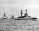 Pennsylvania with two Colorado-class battleships during maneuvers in the 1920s