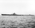 USS Permit off Mare Island Navy Yard, California, United States, 13 Jan 1943, photo 2 of 2; note newly installed port-side external torpedo tube