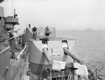 View of 6-inch gun turrets aboard HMS Rodney, 1940