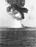Explosion aboard Roma, Strait of Bonifacio between the Mediterranean Sea and the Tyrrhenian Sea, 9 Sep 1943, photo 2 of 2
