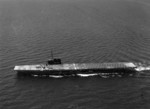 USS Sable underway in Lake Michigan, United States, 1945; note crashed FM-2 fighter on flight deck
