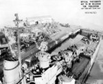 USS San Diego in drydock No. 2 of Mare Island Naval Shipyard, Vallejo, California, United States, 1 Nov 1945, photo 2 of 2