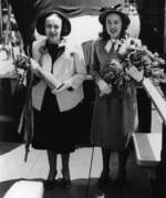 Sponsor Mrs. A. A. Gieselmann and Maid of Honor Miss Jean Gieselmann at the launching of Spot, Mare Island Naval Shipyard, Vallejo, California, United States, 19 May 1944