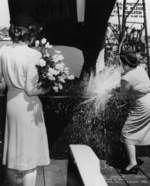 Mrs. M. S. Tisdale christening submarine Springer, Mare Island Naval Shipyard, Vallejo, California, United States, 3 Aug 1944
