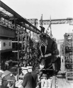 Launching of submarine Sunfish, Mare Island Navy Yard, Vallejo, California, United States, 2 May 1942